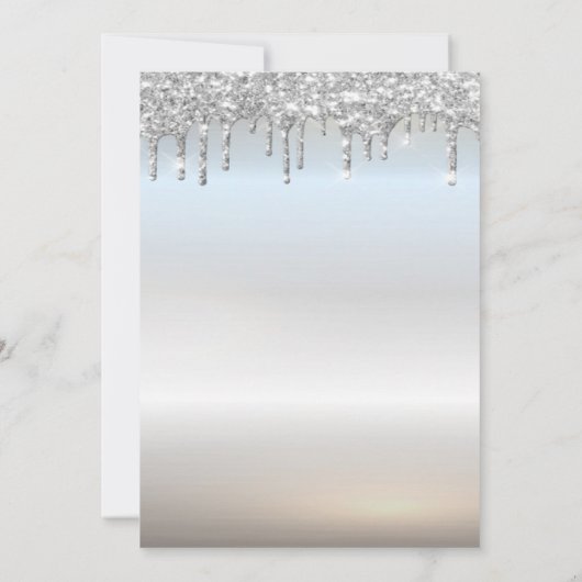 Eiffelturm, Tiara, Tropfen Silver Quinceañera Einladung (Rückseite)