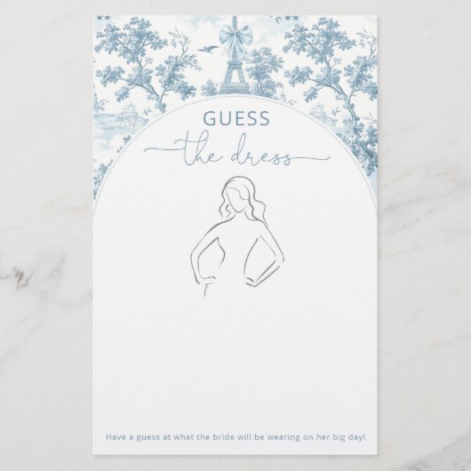 Eiffelturm Toile Guess das Brautspiel (Vorderseite)