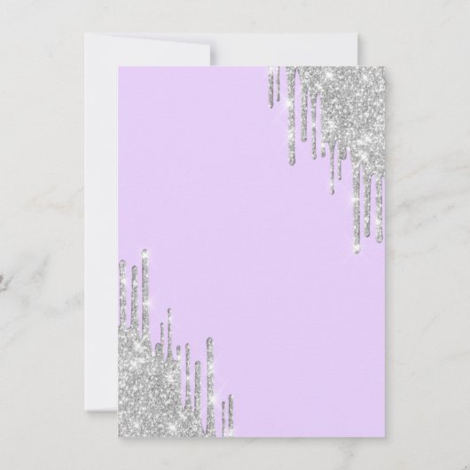 Eiffelturm, Tropfen, Lila Junggeselinnen-Abschied Einladung (Rückseite)