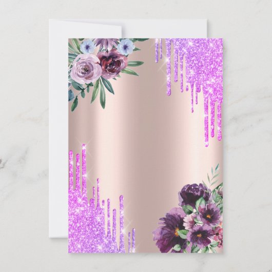 Eiffelturm, Tropfen, Violett-Blume - Ruhestand Einladung (Rückseite)