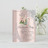 Eiffelturm, Tropfen Weintrauben Junggeselinnen-Abs Einladung (Stehend Vorderseite)