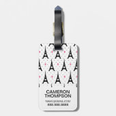 Eiffelturm-Tupfen-u. Herz-Muster Gepäckanhänger (Rückseite vertikal)