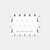 Eiffelturm-Tupfen-u. Herz-Muster Post-it Klebezettel (Vorderseite)