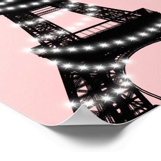 Eiffelturm Twinkles Sitztafel pink Poster (Ecke)