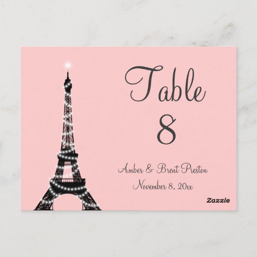 Eiffelturm Twinkles Tischnummer pink (Rückseite)