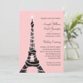 Eiffelturm Twinkles Wedding Invitation (pink) Einladung (Stehend Vorderseite)