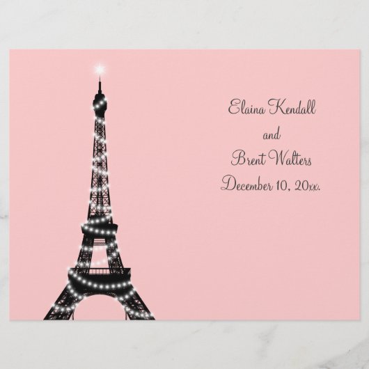 Eiffelturm Twinkles Wedding Program (rosa) (Vorderseite)
