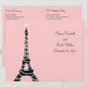 Eiffelturm Twinkles Wedding Program (rosa) (Vorne/Hinten)