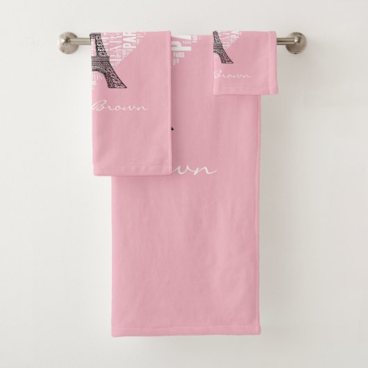 Eiffelturm u. Aufschriften Paris im Herzen Badhandtuch Set (Insitu)