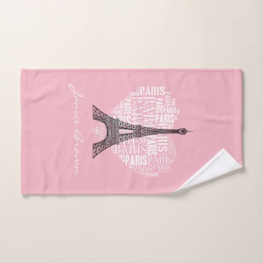 Eiffelturm u. Aufschriften Paris im Herzen Badhandtuch Set (Handtuch)