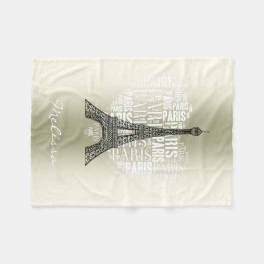 Eiffelturm u. Aufschriften Paris im Herzen Fleecedecke (Vorderseite (Horizontal))