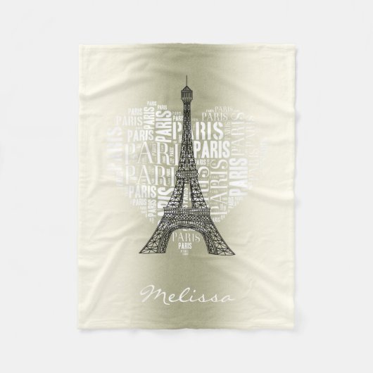Eiffelturm u. Aufschriften Paris im Herzen Fleecedecke (Vorderseite)