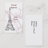 Eiffelturm u. rosa Rolle Visitenkarte (Vorne/Hinten)