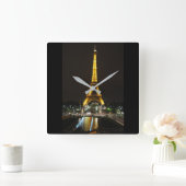 Eiffelturm-Uhr Quadratische Wanduhr (Zuhause)