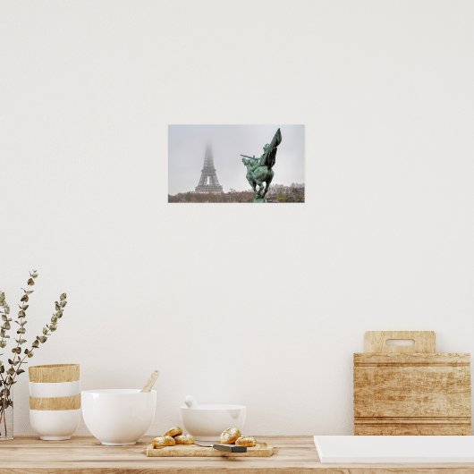 Eiffelturm und Bir-hakeim-Brücke an einem schönen  Poster (Küche)