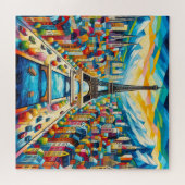 Eiffelturm und bunte Gebäude Puzzle (Horizontal)