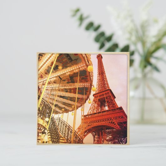 Eiffelturm und Carrousel Einladung (Stehend Vorderseite)