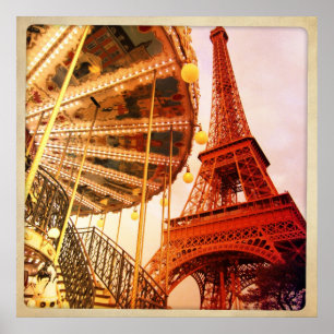 Eiffelturm und Carrousel Poster