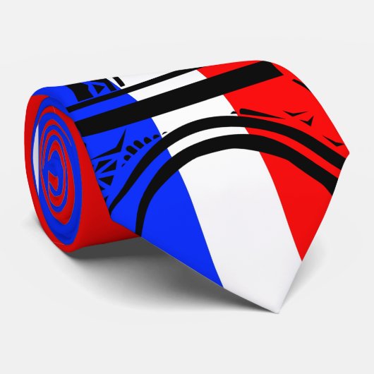 Eiffelturm und Flagge Frankreichs Krawatte (Gerollt)