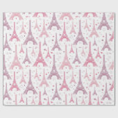 Eiffelturm und Herz Geschenkpapier (Flach)