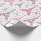 Eiffelturm und Herz Geschenkpapier (Ecke)