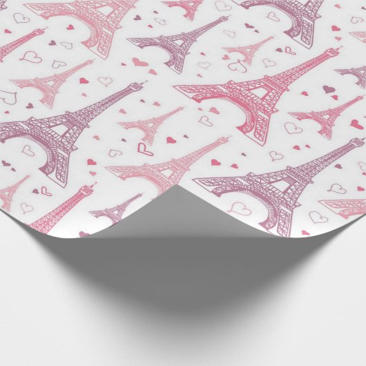 Eiffelturm und Herz Geschenkpapier (Ecke)