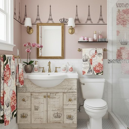 Eiffelturm und Hydrangea Badhandtuch Set