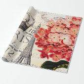 Eiffelturm und Hydrangea Geschenkpapier (Ungerollt)