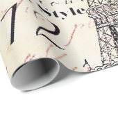 Eiffelturm und Hydrangea Geschenkpapier (Rolleneckpunkt)