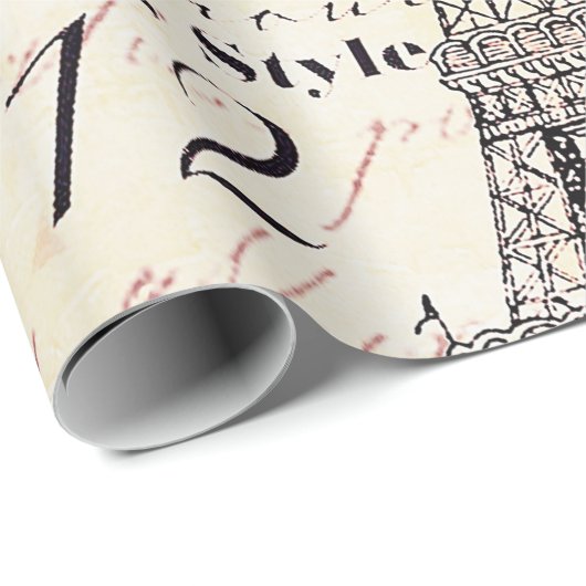 Eiffelturm und Hydrangea Geschenkpapier (Rolleneckpunkt)