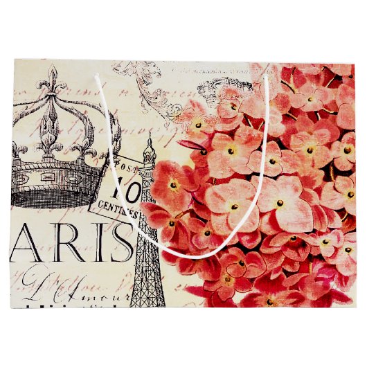 Eiffelturm und Hydrangea Große Geschenktüte (Rückseite)