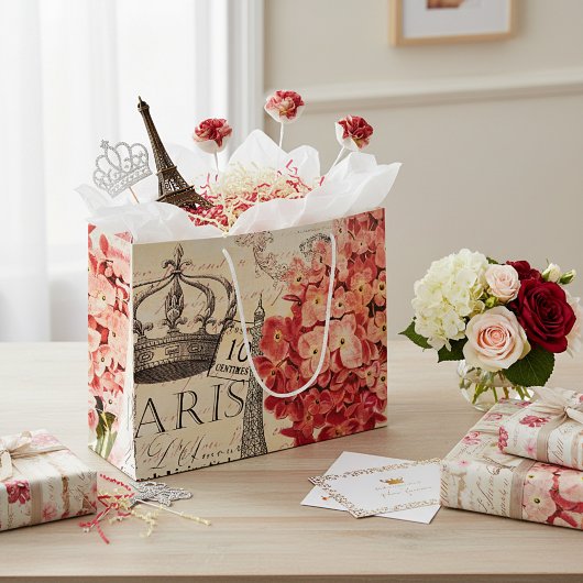 Eiffelturm und Hydrangea Große Geschenktüte