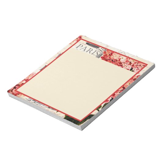 Eiffelturm und Hydrangea Notizblock (Rotiert)