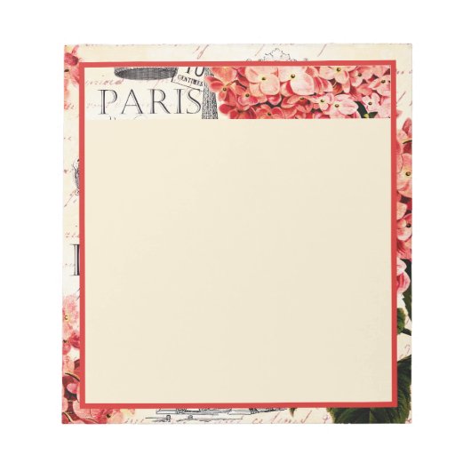 Eiffelturm und Hydrangea Notizblock (Vorderseite)