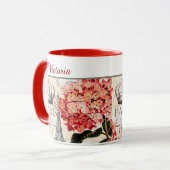 Eiffelturm und Hydrangea - personalisierte Umarmun Tasse (Vorderseite Links)