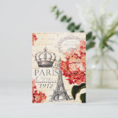 Eiffelturm und Hydrangea Postkarte (Stehend Vorderseite)