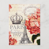 Eiffelturm und Hydrangea Postkarte (Vorderseite)