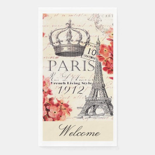 Eiffelturm und Hydrangea Serviette (Vorderseite)