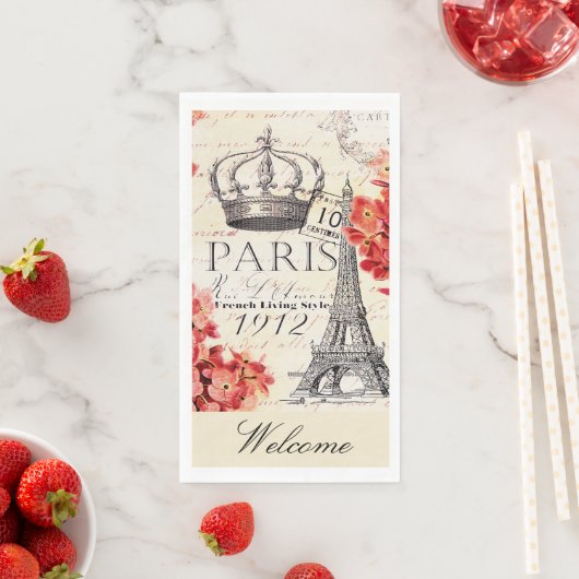 Eiffelturm und Hydrangea Serviette (Beispiel)