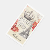 Eiffelturm und Hydrangea Serviette (Ecke)