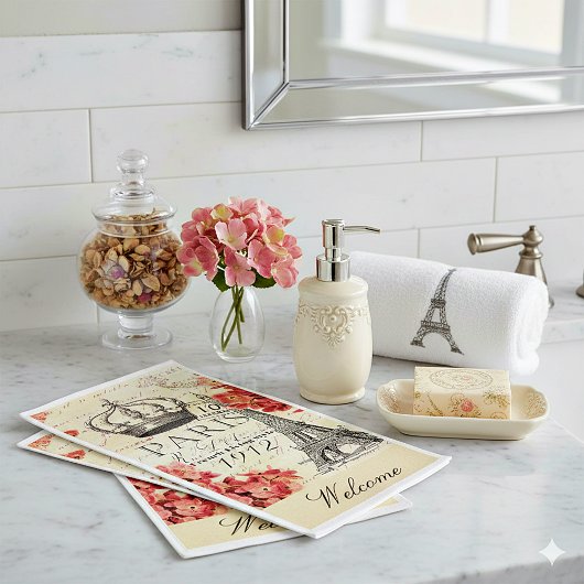 Eiffelturm und Hydrangea Serviette