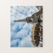 Eiffelturm und Karussell - Paris, Frankreich, Euro Puzzle (Vertikal)