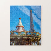 Eiffelturm und Karussell - Paris, Frankreich, Euro Puzzle (Vertikal)
