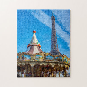 Eiffelturm und Karussell - Paris, Frankreich, Euro Puzzle
