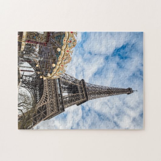 Eiffelturm und Karussell - Paris, Frankreich, Euro Puzzle (Horizontal)