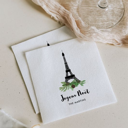 Eiffelturm und Kiefer | Modernes Joyeux Noel Serviette