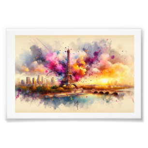Eiffelturm und lebendige Skyline, Fotodruck