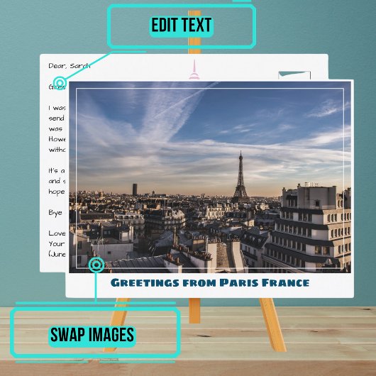 Eiffelturm und Paris Rooftops Postkarte