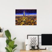 Eiffelturm und Paris unter den Sternen Poster (Heimbüro)