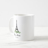Eiffelturm und Pine | Modernes Joyeux-Weihnachten Kaffeetasse (Vorderseite Links)